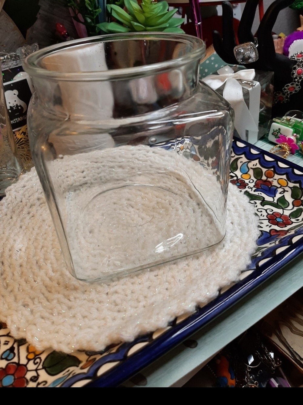 Dakota Clear Square Glass Jar Vintage Glass Storage